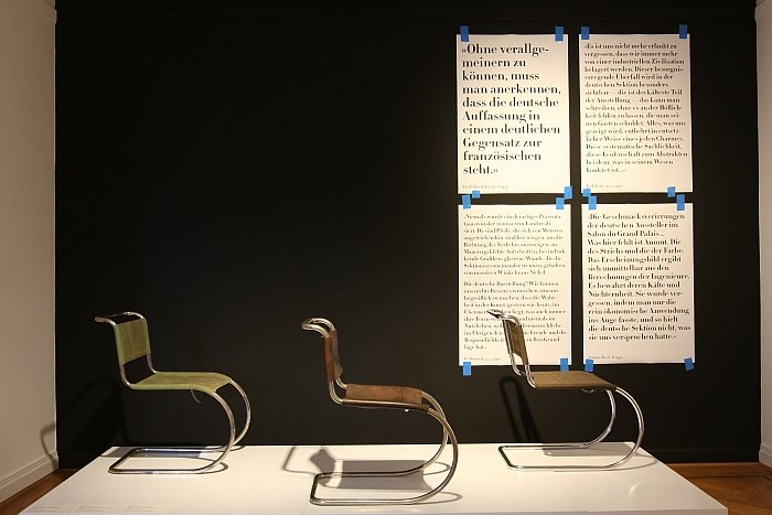 Three versions of the MR 10 by Mies van der Rohe, from three different manufacturers, as seen at Germany versus France. The Struggle over Style 1900-1930, Bröhan Museum Berlin