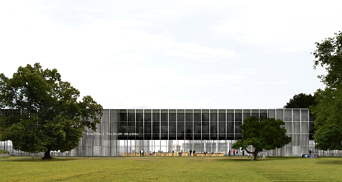 The planned new Bauhaus Museum Dessau, view from Stadtpark (Image © Gonzalez Hinz Zabala courtesy Stiftung Bauhaus Dessau)