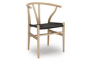 CH24 Wishbone Chair, Buche geseift, Geflecht schwarz