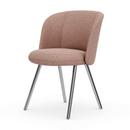 Mikado Side Chair, Aluminium poliert, Nubia, Elfenbein / pfirsich, Filzgleiter für harte Böden