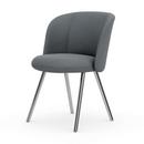 Mikado Side Chair, Aluminium poliert, Plano, Nero / cremeweiß, Filzgleiter für harte Böden