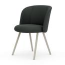Mikado Side Chair, Aluminium pulverbeschichtet kreidefarben, Plano, Sierragrau / nero, Gleiter für Teppichboden