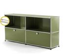 USM Haller E Sideboard L mit Fachbeleuchtung, Olivgrün RAL 6003, Kaltweiß