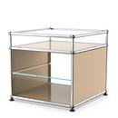 USM Haller Beistelltisch mit Aufsatz und Glas-Zwischentablar, USM beige