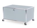 USM Haller Druckercontainer, 75 cm, USM mattsilber, Mit Rollen