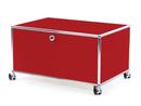 USM Haller Druckercontainer, 75 cm, USM rubinrot, Mit Rollen