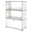 USM Haller Highboard M, individualisierbar, Reinweiß RAL 9010, Offen, Offen, Mit Klappe