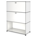 USM Haller Highboard M, individualisierbar, Reinweiß RAL 9010, Mit Klappe, Mit Klappe, Offen