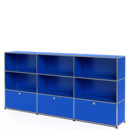 USM Haller Highboard XL, individualisierbar, Enzianblau RAL 5010, Offen, Offen, Mit 3 Klappen