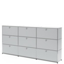 USM Haller Highboard XL, individualisierbar, Lichtgrau RAL 7035, Mit 3 Klappen, Mit 3 Klappen, Mit 3 Auszügen