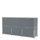 USM Haller Sideboard 50, individualisierbar, Mittelgrau RAL 7005, Mit 3 Klappen, Mit 3 Klappen