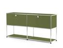 USM Haller Sideboard L mit 2 Klappen, unten Struktur, Olivgrün RAL 6003