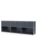 USM Haller Sideboard XL, individualisierbar, Anthrazitgrau RAL 7016, Mit 3 Klappen, Offen