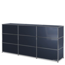 USM Haller Theke Typ 1, Stahlblau RAL 5011, 225 cm (3 Elemente), 50 cm