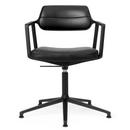 Swivel+ Chair, Schwarz pulverbeschichtet, Standfuß, Leder schwarz