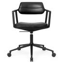 Swivel+ Chair, Schwarz pulverbeschichtet, Rollfuß, Leder schwarz