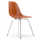 Eames Plastic Side Chair RE DSX, Rostorange, Ohne Polsterung, Ohne Polsterung, Standardhöhe - 43 cm, Verchromt