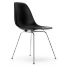 Eames Plastic Side Chair RE DSX, Tiefschwarz, Ohne Polsterung, Ohne Polsterung, Standardhöhe - 43 cm, Verchromt