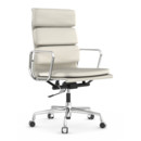 Soft Pad Chair EA 219, Verchromt, Leder Standard snow, Plano weiß, Hart für Teppichboden