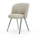 Mikado Side Chair, Aluminium poliert, Dumet, Stoff Dumet elfenbein melange, Filzgleiter für harte Böden