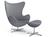 Fritz Hansen - Egg Chair, Christianshavn, Christianshavn 1170 - Light Grey Uni, Satingebürstetes Aluminium, Mit Fußhocker