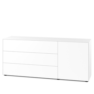 Nex Pur Box 2.0 mit Schubkästen und Türen  48 cm|H 75 cm x B 180 cm (mit Tür und drei Schubkästen)|Weiß