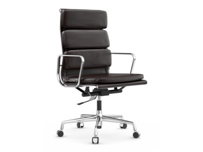 Soft Pad Chair EA 219 Verchromt|Leder Premium F chocolate, Plano braun|Hart für Teppichboden
