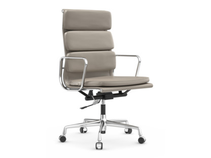 Soft Pad Chair EA 219 Verchromt|Leder Standard sand, Plano mauve grau|Hart für Teppichboden